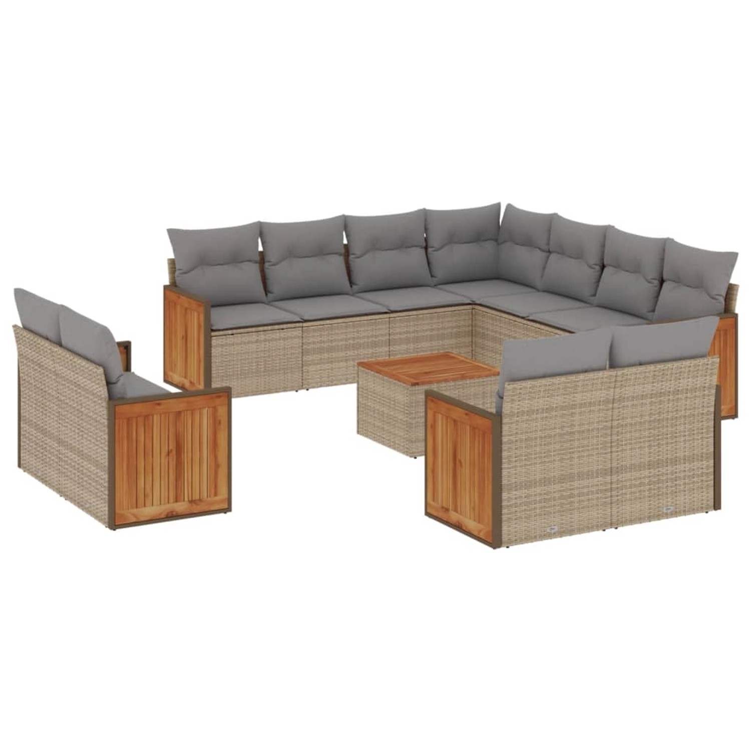 vidaXL 12-Tlg Garten-Sofagarnitur mit Kissen Beige Poly Rattan 3228187 günstig online kaufen