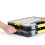 Stanley FatMax Profi-Organizer, zwei schwarze Boxen mit gelben Verschlüssen, gestapelt.