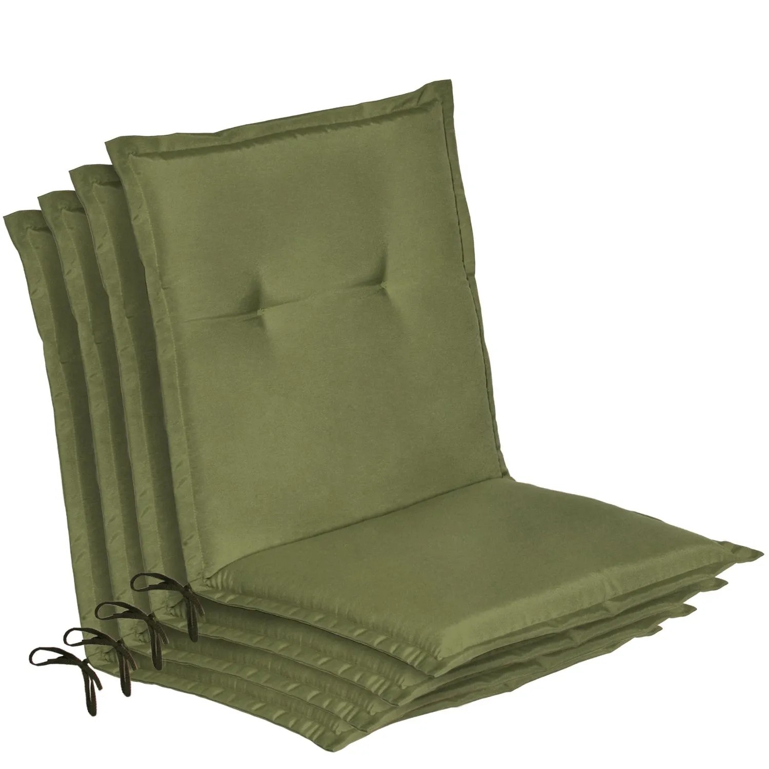 Beautissu 4er Set Niedriglehner Auflage Gartenstuhl Loft NL 100x50x6cm Olivegrün