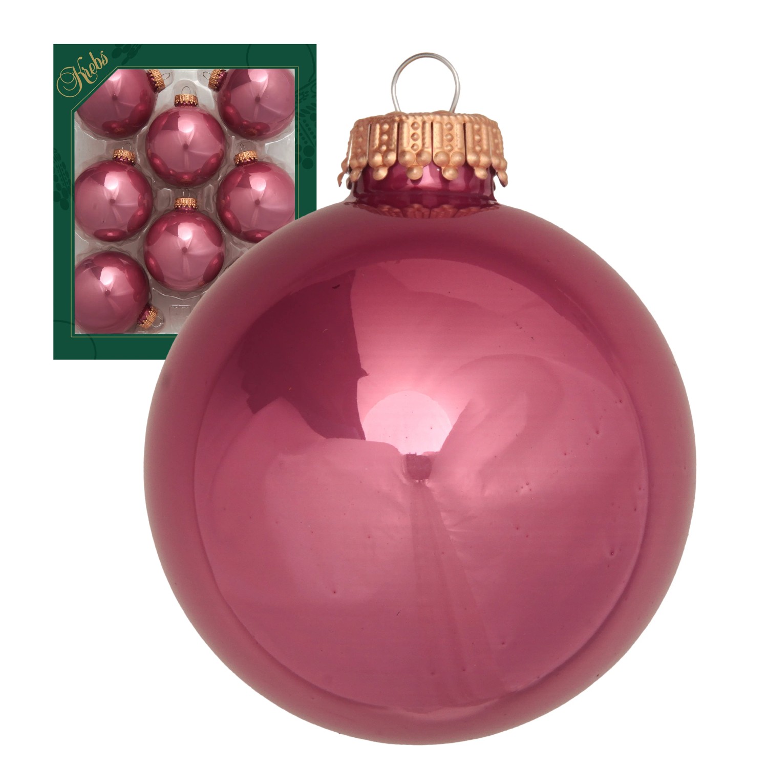 Krebs Glas Lauscha Weihnachtskugeln Pink Glanz Uni 8er-Set 7cm