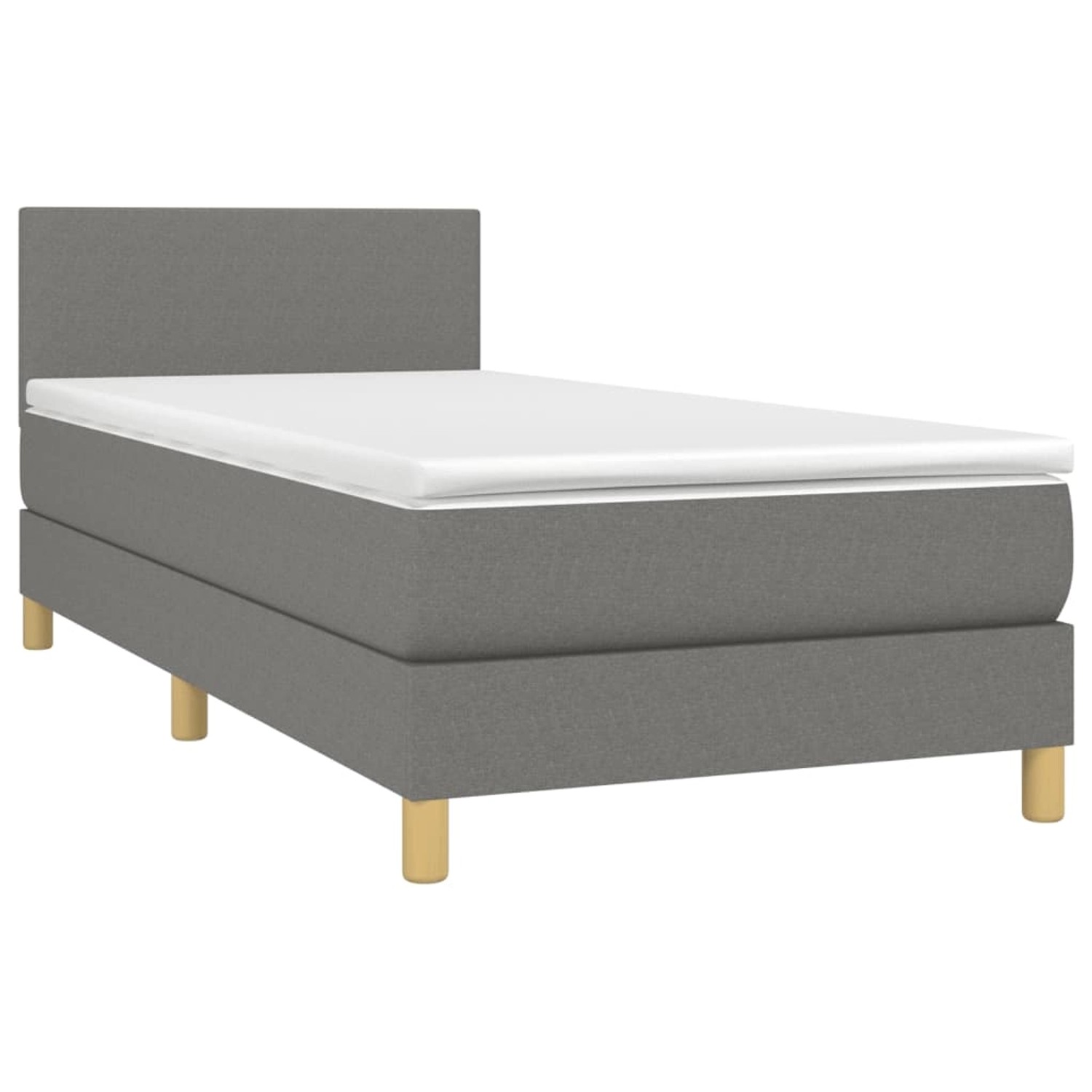 vidaXL Boxspringbett mit Matratze & LED Dunkelgrau 100x200 cm Stoff 3133534 günstig online kaufen