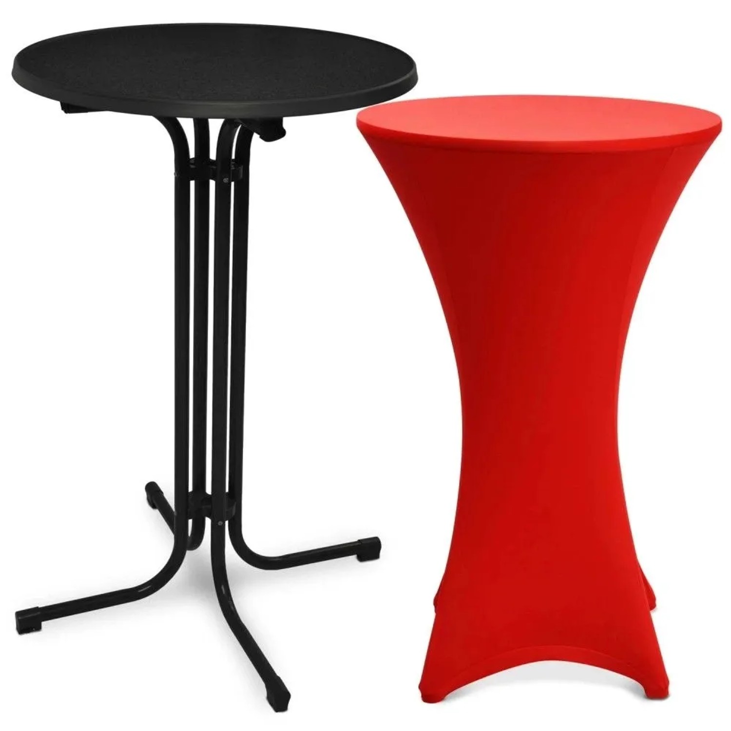Beautissu Bellini Stehtisch Ø 80cm Schwarz mit Stella Stehtischhusse Ø 80cm Rot