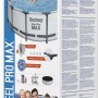 Verpackung des Bestway Stahlrahmen-Pool Sets Steel Pro Max, Ø 427x107 cm, hellgrau.