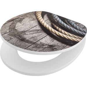 baliv WC-Sitz Contas mit maritimen Motiv aus Holz und Seilen.