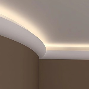 Weiße PROFHOME Eckleiste für indirekte Beleuchtung, 200cm lang.