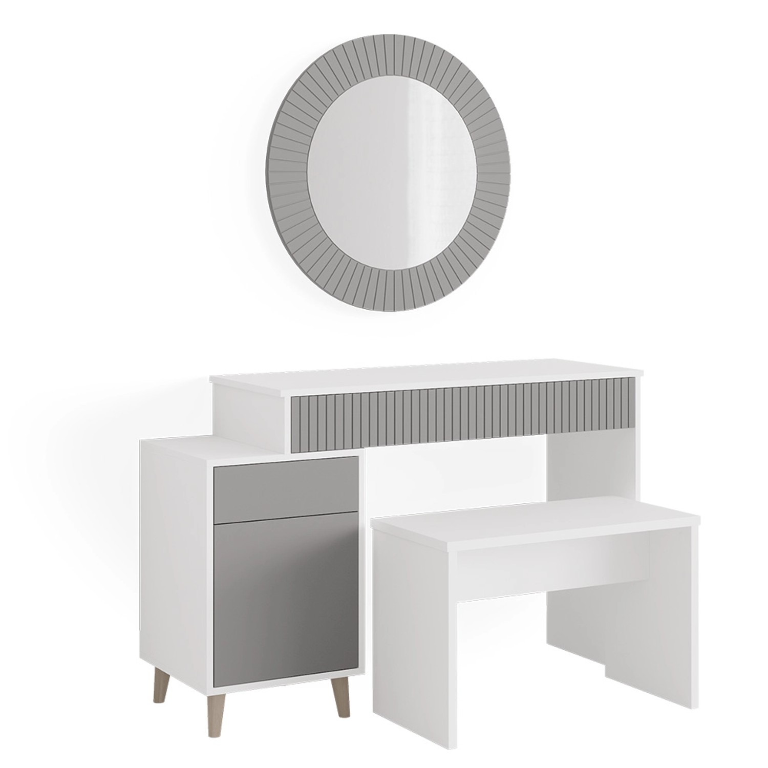 Vicco Schminktisch Arles Grau/Weiß 120 cm mit Bank