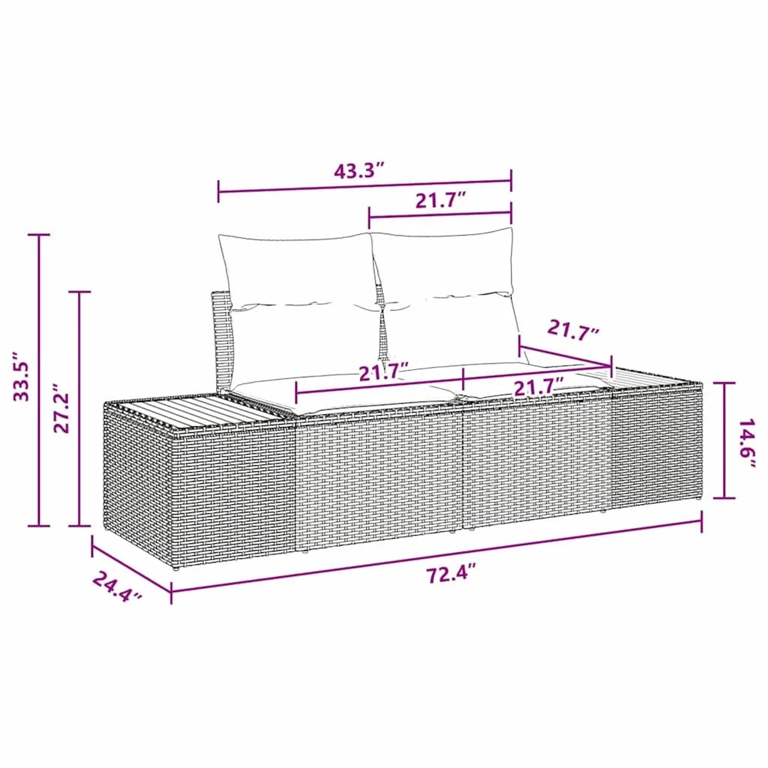 vidaXL Gartenmöbel-Set, 7-teilig, schwarzes Poly Rattan, mit Maßen. Ideal für Terrasse und Garten.