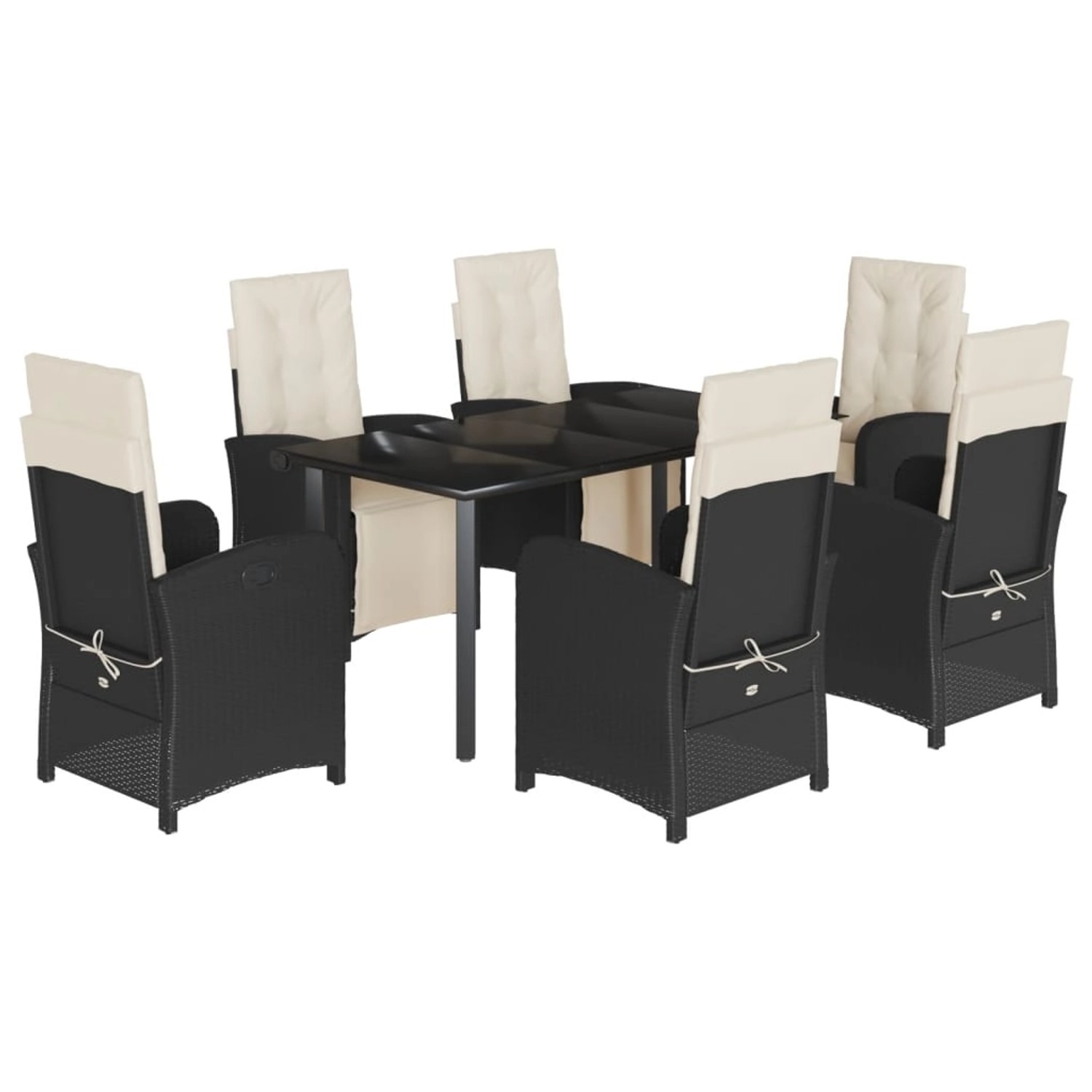vidaXL 7-Tlg Garten-Essgruppe mit Kissen Schwarz Poly Rattan 3212525 günstig online kaufen