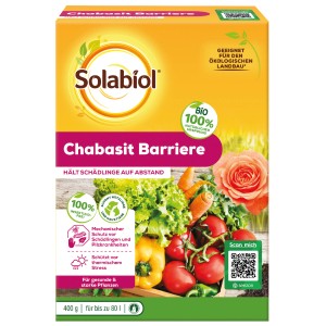 Solabiol Chabasit Barriere 400g: Schutz vor Schädlingen und thermischem Stress für Pflanzen.