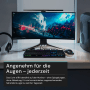 Schwarze LUXULA Monitorleuchte am PC-Bildschirm, stufenlos dimmbar, für Homeoffice.