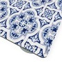 Myspotti Mini-Spritzschutzplatte Apollon mit Fliesenmuster in Blau und Weiß.