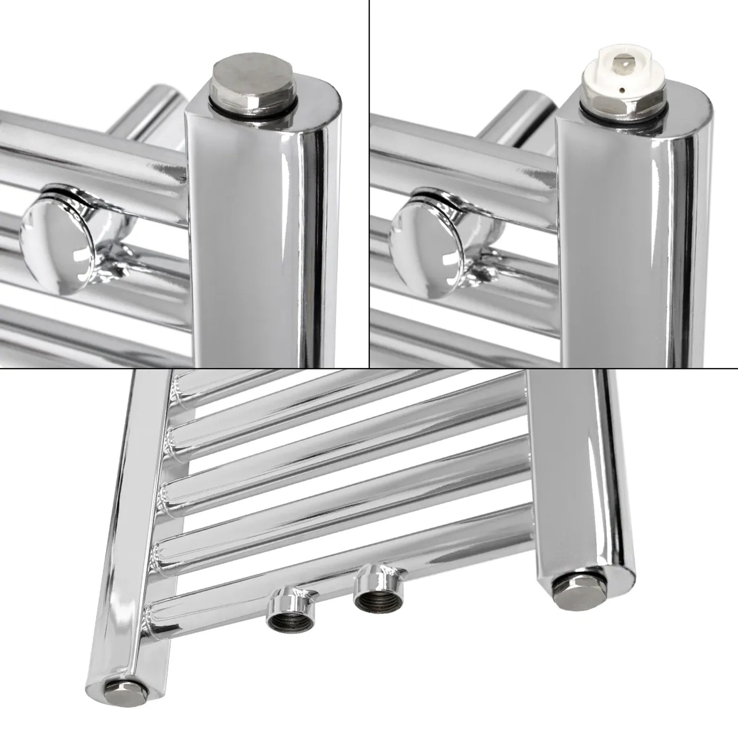 Badheizkörper Gerade Form – Chrom, 450x1600 Mm – Inkl. Halterungen Für Wandmontage, Bis 110°C