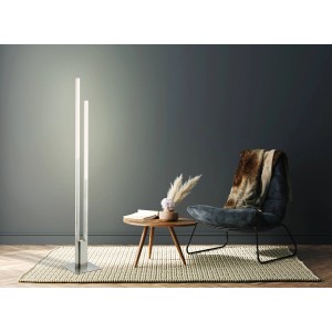 Moderne Eglo LED-Stehleuchte Fraioli-Z, 2-flammig, Nickel matt, smarte Lichtsteuerung per App.
