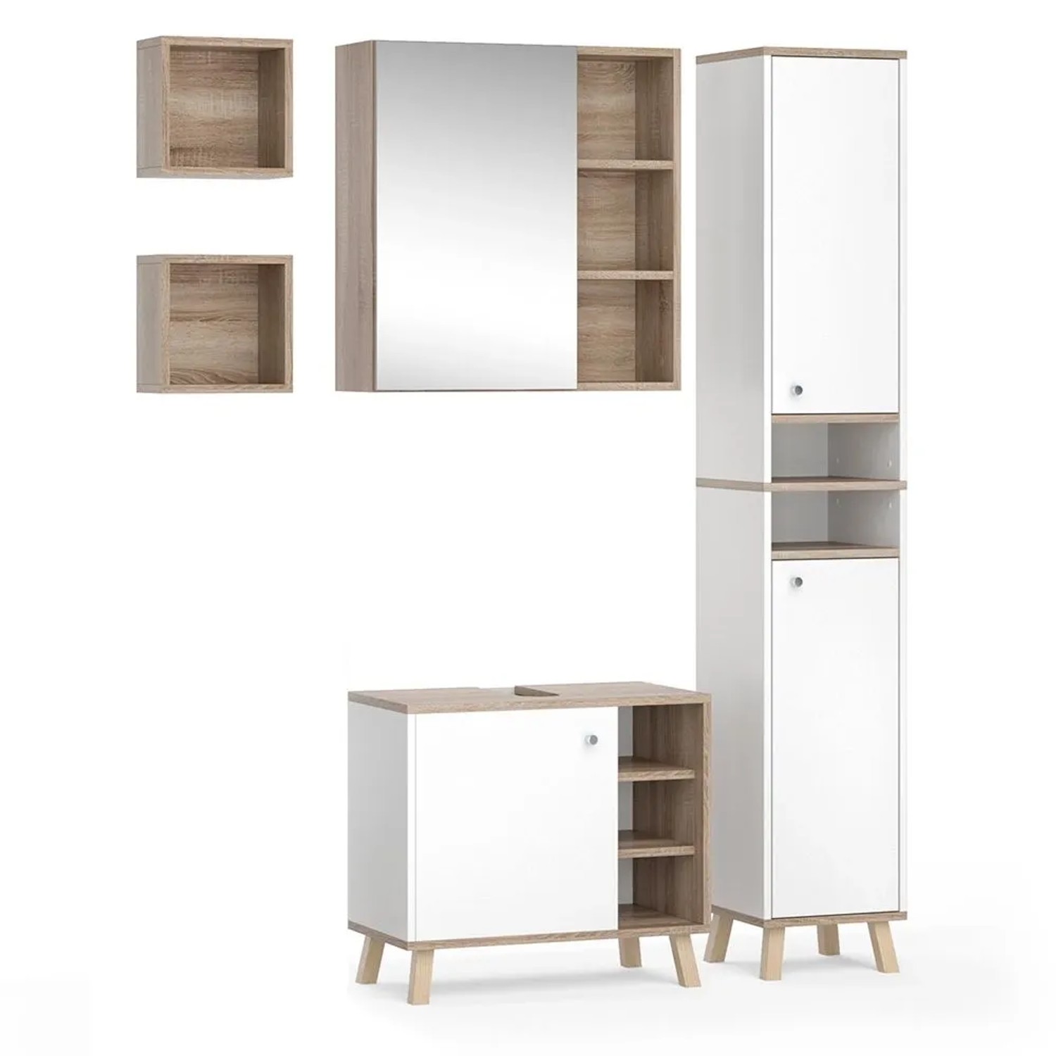 Vicco Badmöbel-Set Senyo Weiß 60 x 54 5-teilig