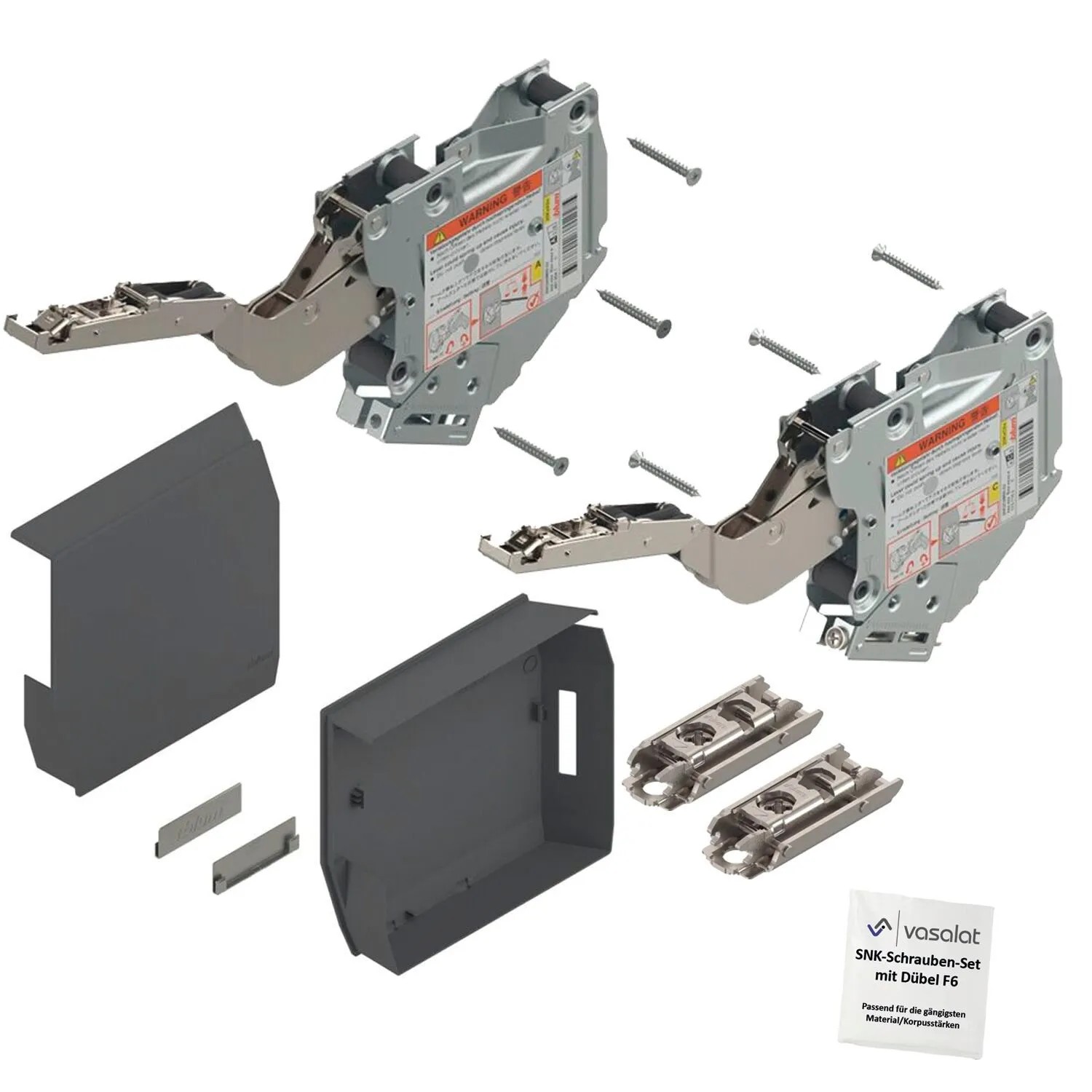 vasalat Set Blum Aventos HK-S Kraftspeicher 220-500 Klappbeschlag Tiefgrau mit Montageplatte