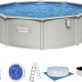 Bestway Hydrium Stahlwandpool Set Ø 460x120 cm mit Sandfilteranlage, Leiter und Zubehör.
