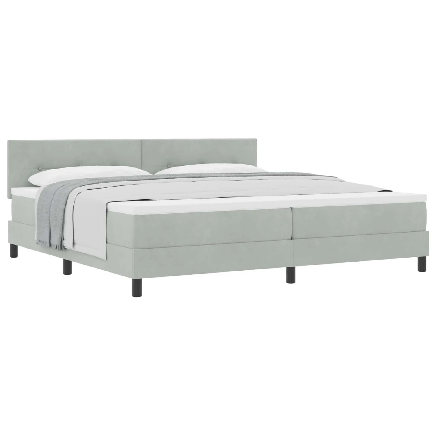 vidaXL Boxspringbett mit Matratze Hellgrau 200 x 200 cm Samt 3339194 günstig online kaufen