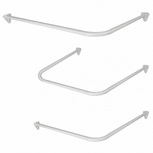 Weiße Euroshowers Combi Duschvorhangstange in L- und U-Form. Flexible Duschstange für Dusche oder Badewanne.