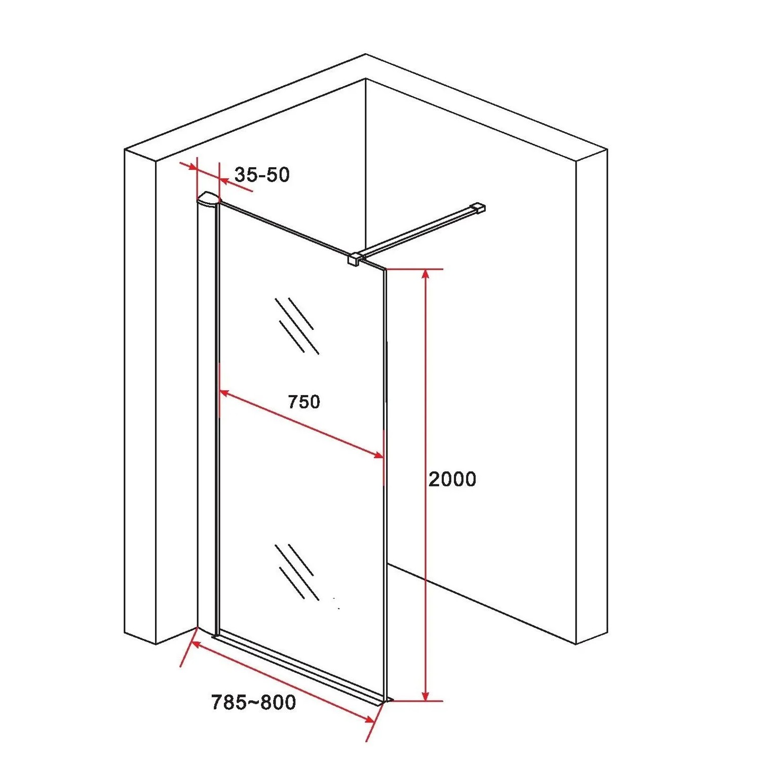 Aloni Walk In Dusche Begehbare Duschwand Glas Duschabtrennung Duschtrennwand Glastrennwand Glaswand mit NANO-Beschichtung Halbmatt Mittelteil 140cm_5