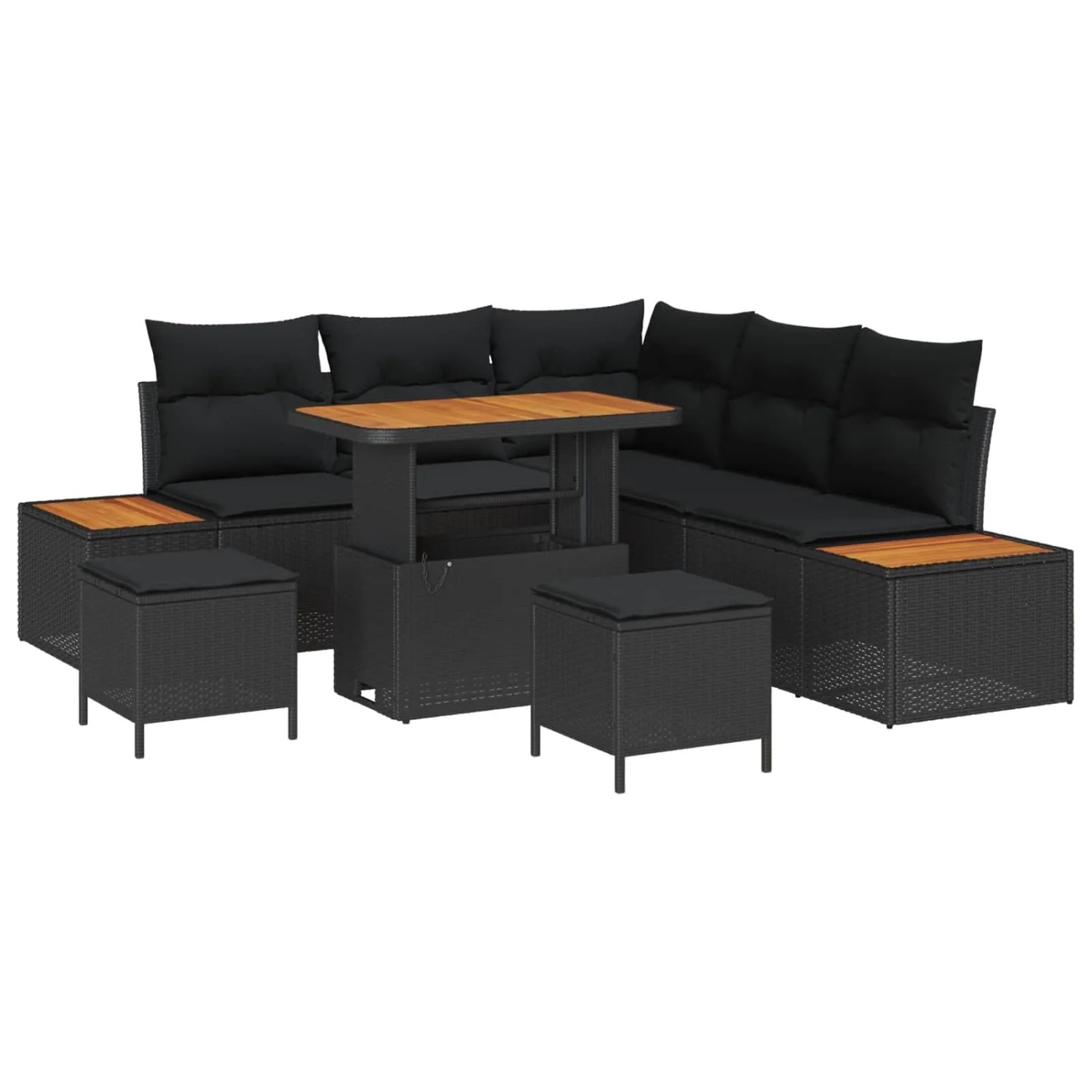vidaXL Gartensofa-Set mit Kissen 8 Stk Schwarz Poly Rattan 3364864 günstig online kaufen
