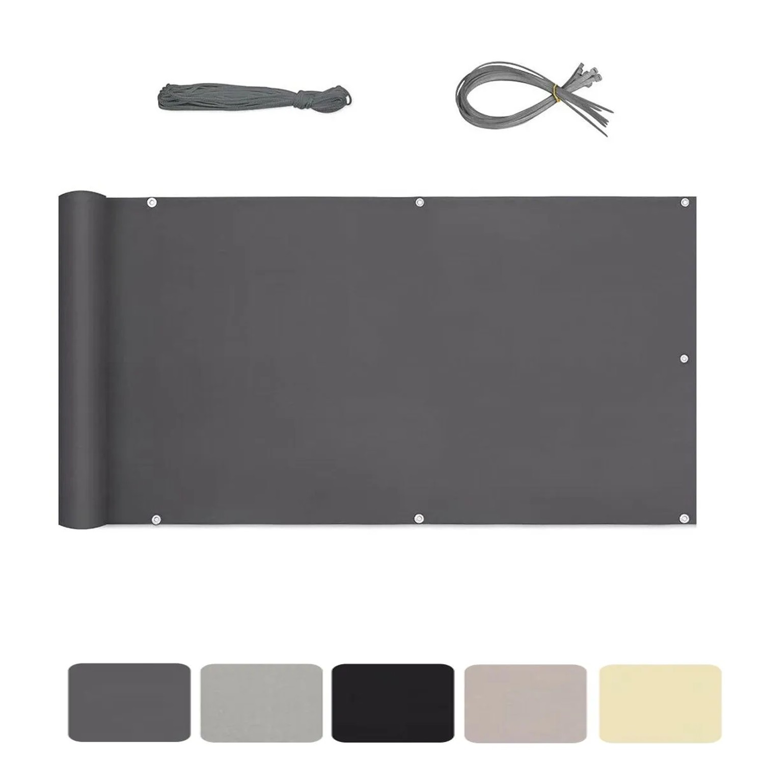 Sekey Balkonsichtschutz Polyester Blickdichte Windschutz Reißfest Anthrazit 100x300cm