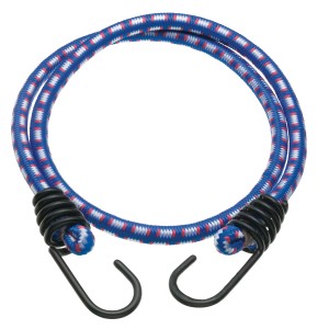 Blau-weiß-roter Gummiexpander mit Metallhaken, 100 cm lang, für Reise & Transport.