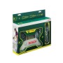 Bosch X-Line Zubehörbox, 70-teilig, mit Bohrersets, Bits und Zangen-Set in grüner Verpackung.