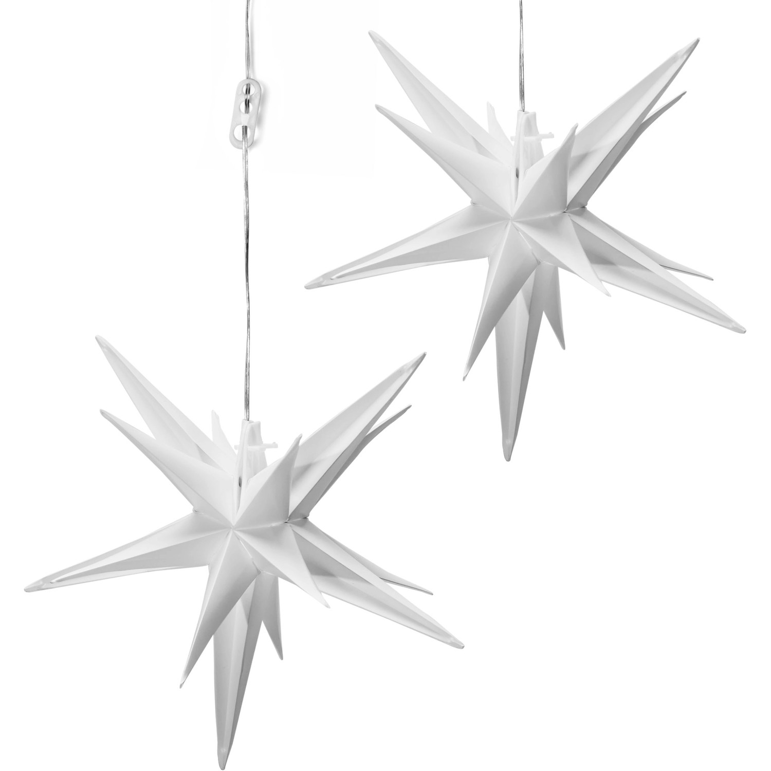 Amare LED-3D-Weihnachtssterne 2er-Set mit Timer Weiß Ø 27 cm