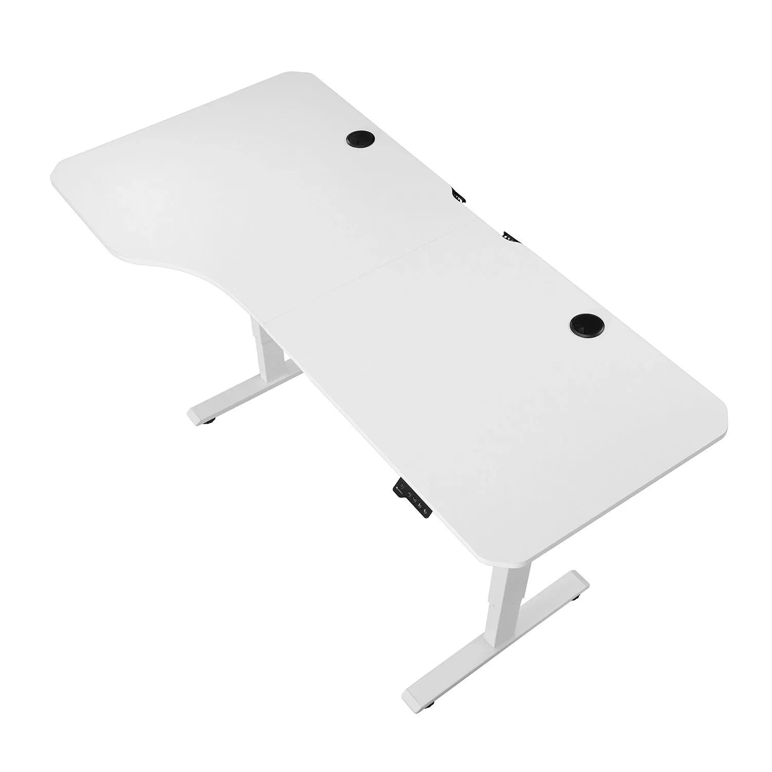 Weißer, höhenverstellbarer Juskys Schreibtisch 160x75 cm mit Ablage und Kabelführung.