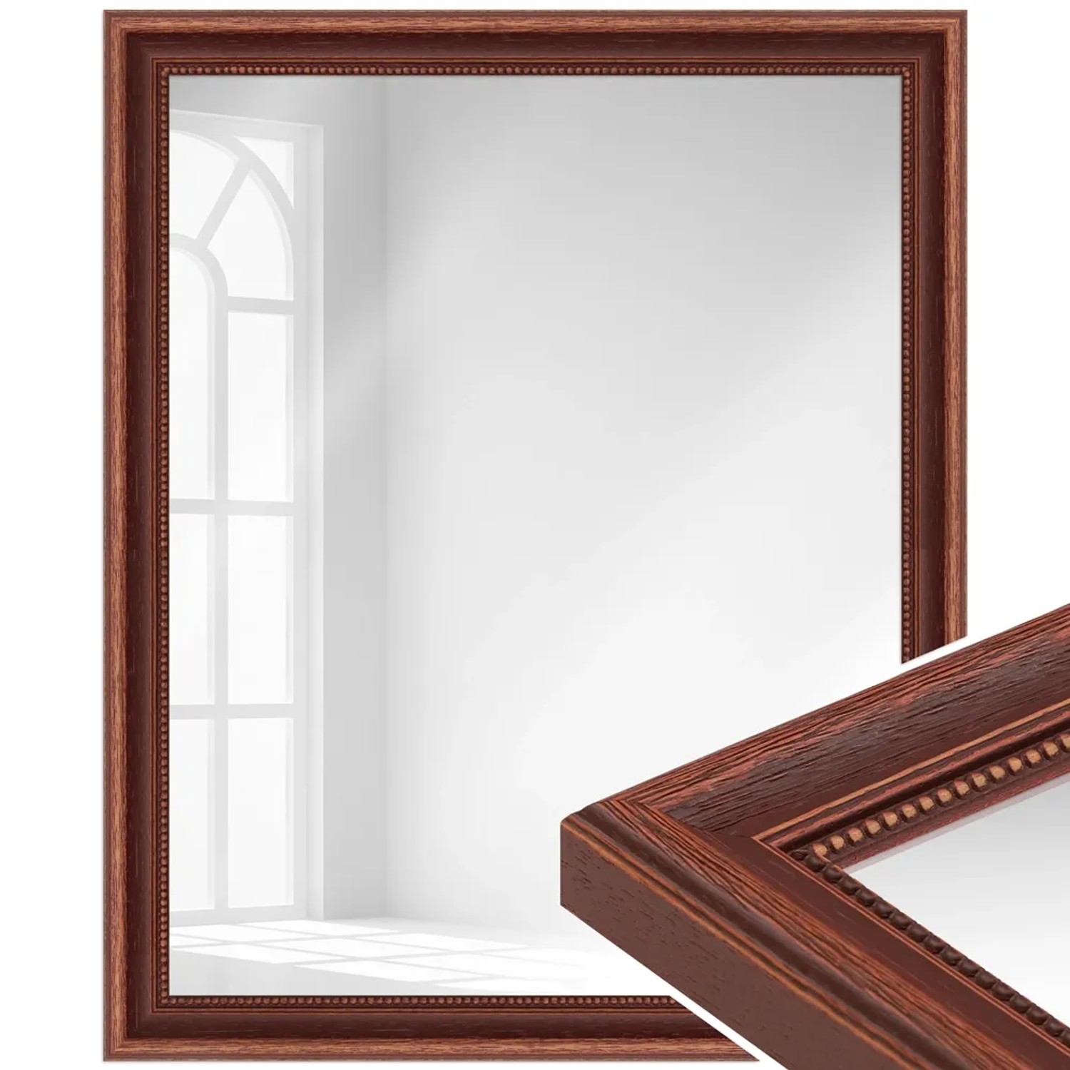 Farmhouse-Spiegel Mit Holzrahmen – 55,9 X 76,2 Cm, Rustikal, Für Badezimmer & Wohnbereich