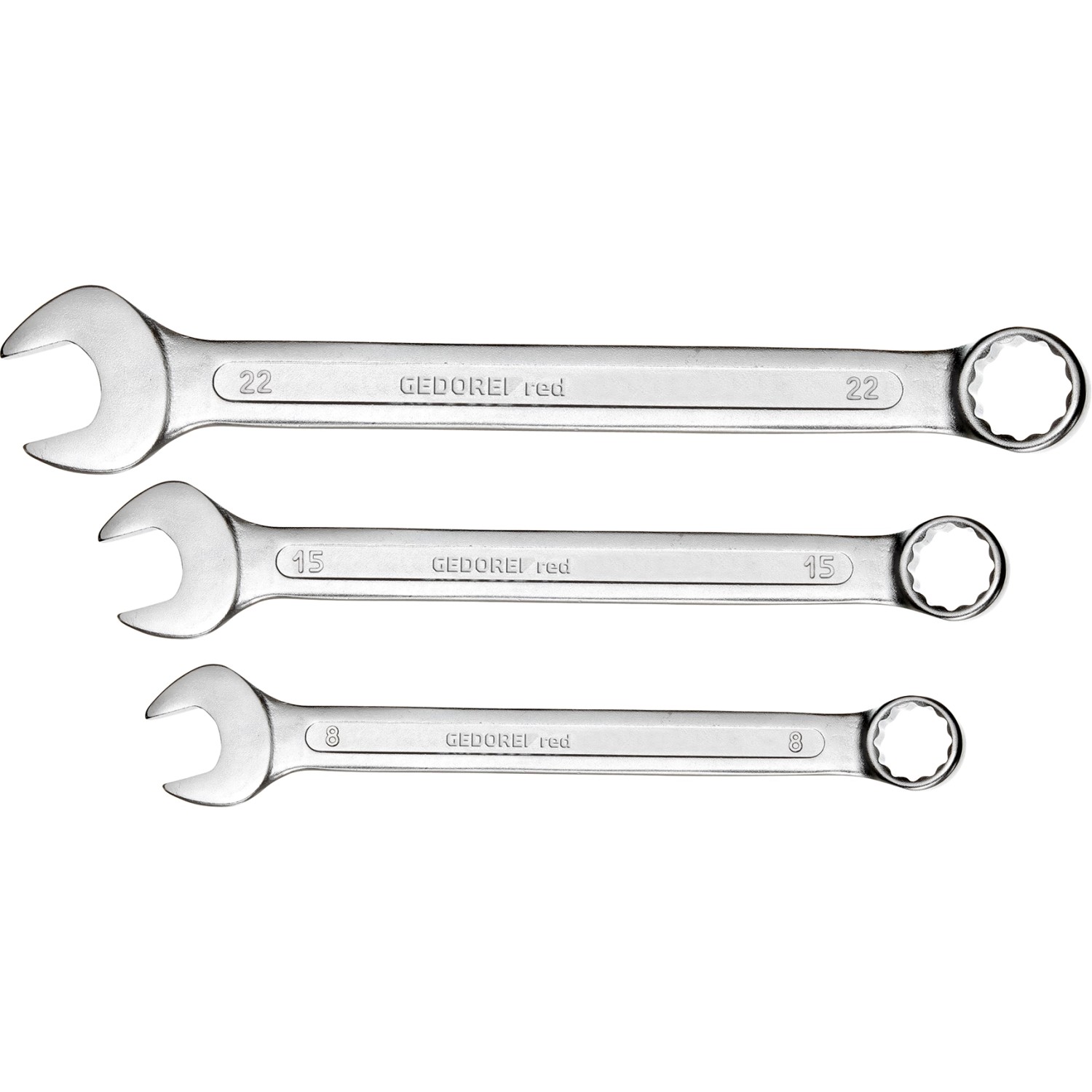 Gedore Ringmaulschlüssel-Satz, 12-teilig (6-22 mm), verchromt, für Schrauben und Muttern.