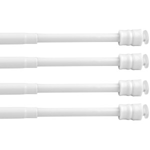4er-Pack Bestlivings Klemmstangen mit Schraubtechnik, weiß, 60-90 cm, für Gardinen und Fensterdekoration.