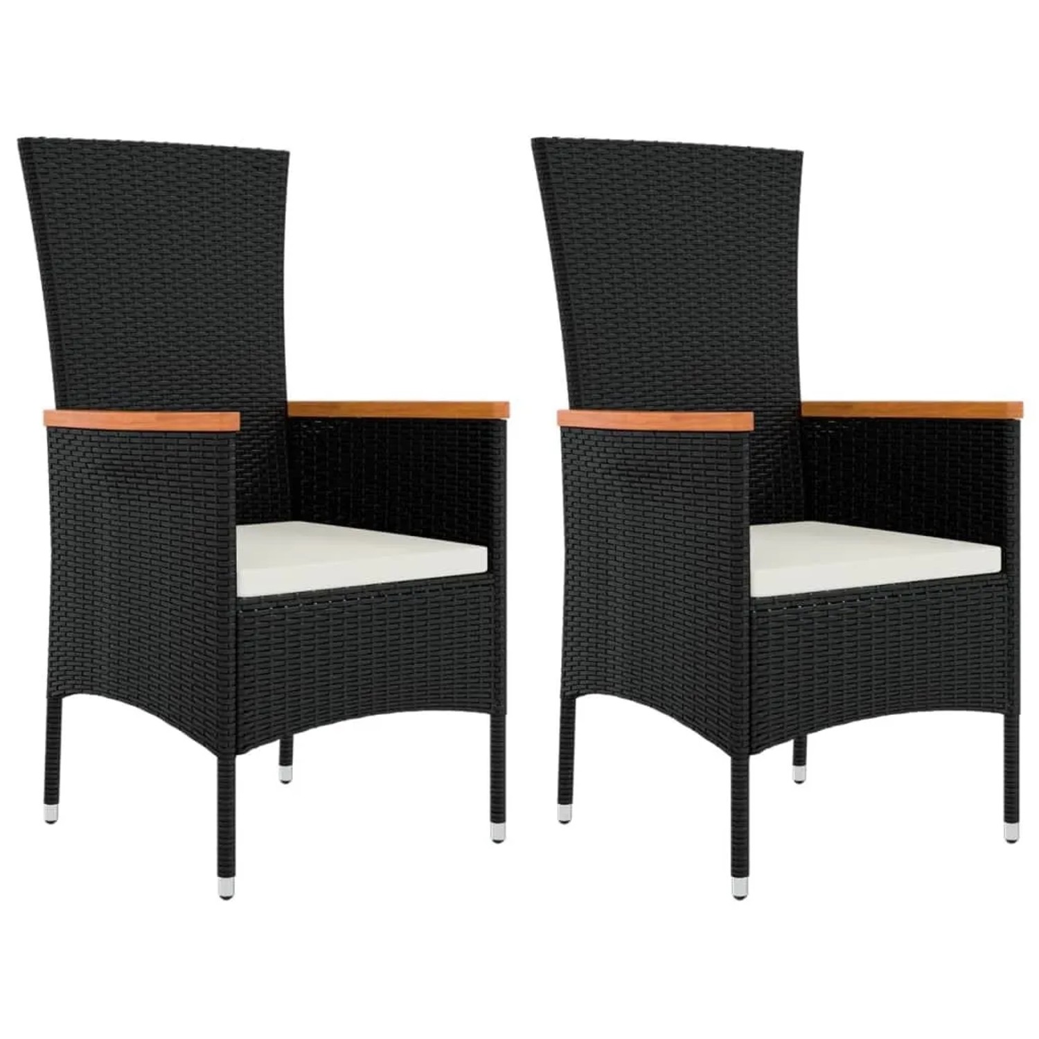 Furnicato Gartenstühle 2 Stk Poly Rattan Mit Kissen 60x58x108 Cm Schwarz