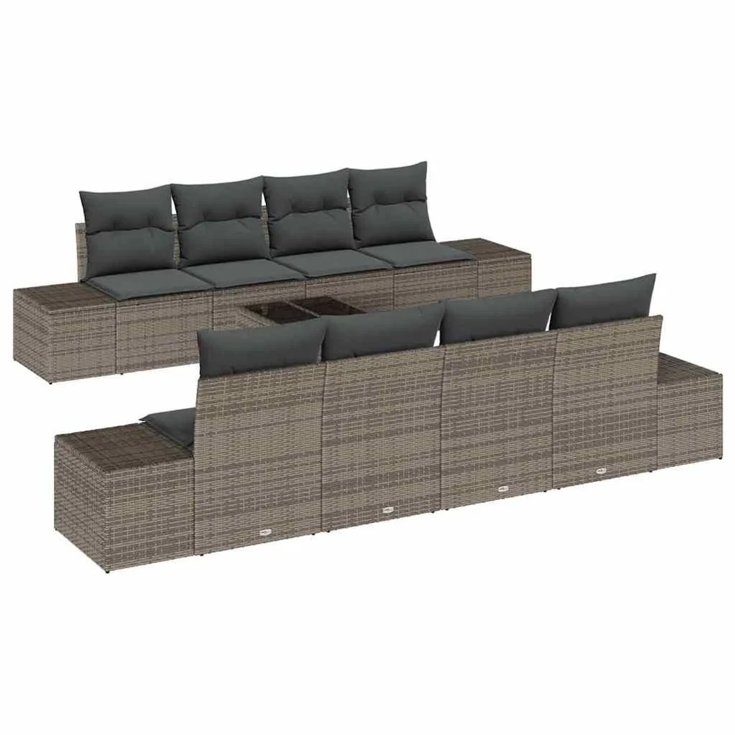 vidaXL Sofa Set mit Kissen 7 Stk Grau Poly Rattan 3346989