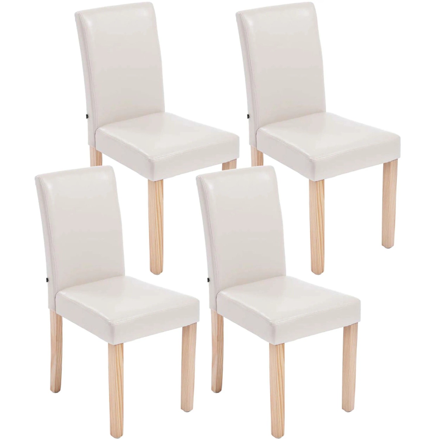 DELUKE 4er Set Esszimmerstuhl DALAN Kunstleder Creme 41x47x91cm Hellbraun Essstühle Esszimmerstühle Küchenstühle Wohnzimmerstühle