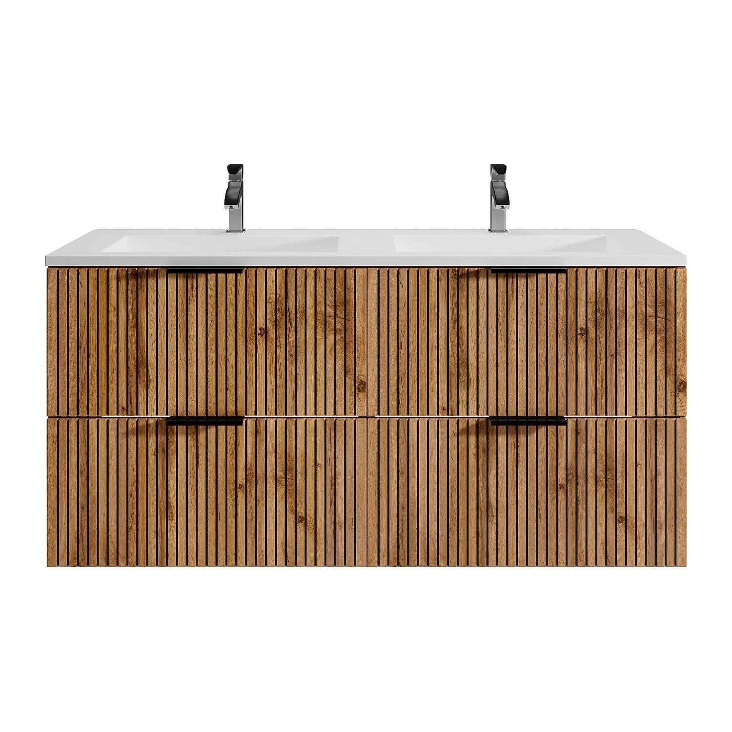 Vente-unique Doppelwaschtisch Madela Schwarz  Naturfarben Hell 120 cm