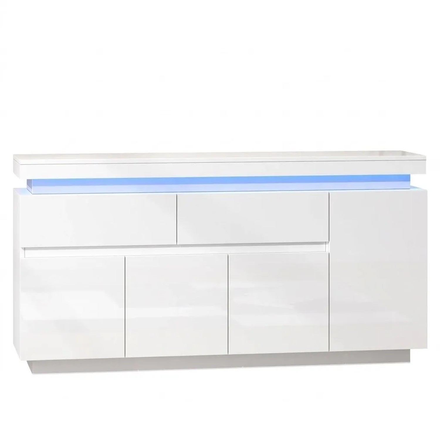 Merax Sideboard 140x35x72 cm 4 Türen 2 Schubladen LED Weiß