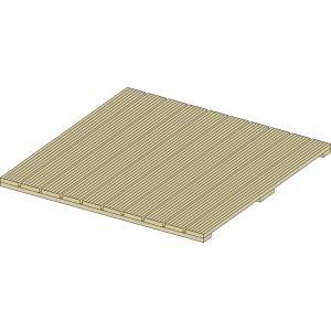 Geriffelte, grün druckimprägnierte Holzfliese, 100x100 cm, für Terrasse und Garten.