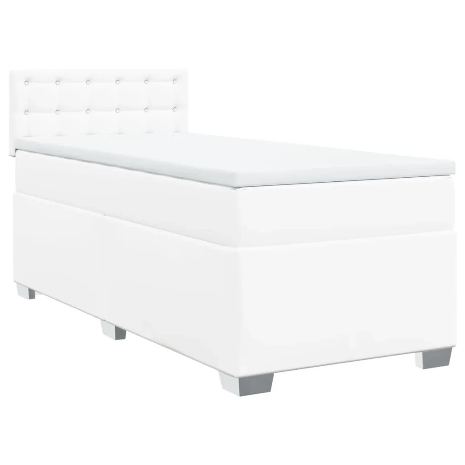 vidaXL Boxspringbett mit Matratze Weiß 90x200 cm Kunstleder 3286105 günstig online kaufen