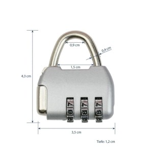 HMF Deko Zahlenschloss Vorhängeschloss 3-Stellig 43 x 35 x 12 mm Silber