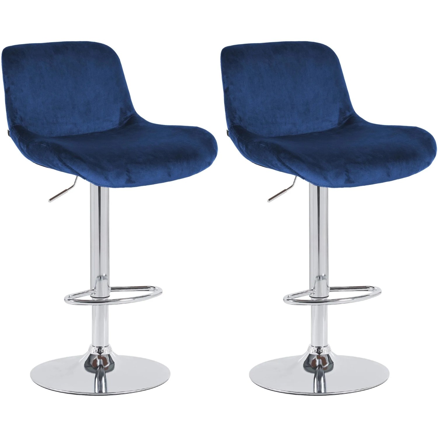 DELUKE 2er Set Barhocker PONOR Samt Blau 50x50x85cm Silber Barstuhl Höhenverstellbar Mit Lehne Drehbar Tresenhocker Tresenstuhl