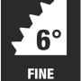 Symbol für Feinverzahnung mit 6° Rückholwinkel für Wera Zyklop Knarrensätze.