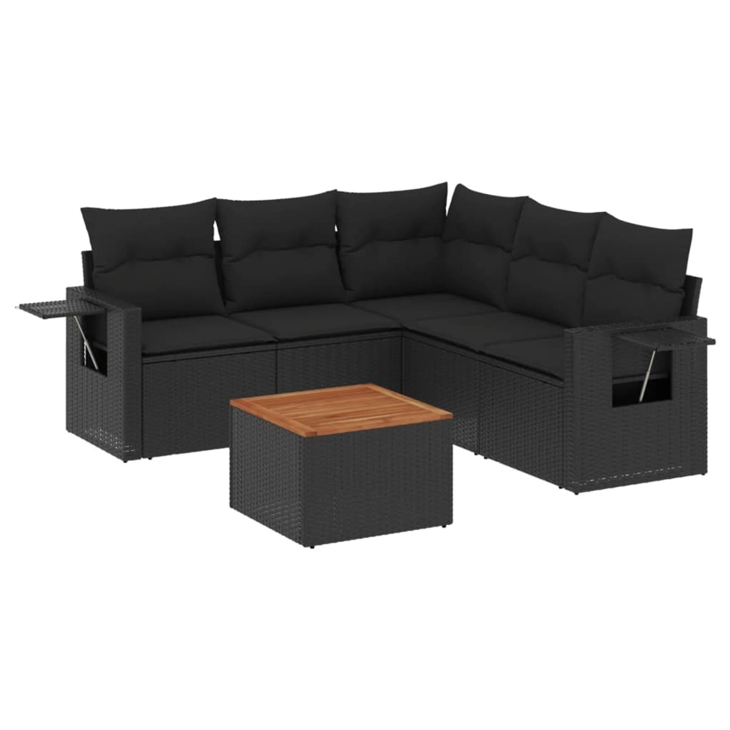vidaXL 6-Tlg Garten-Sofagarnitur mit Kissen Schwarz Poly Rattan 3256888 günstig online kaufen