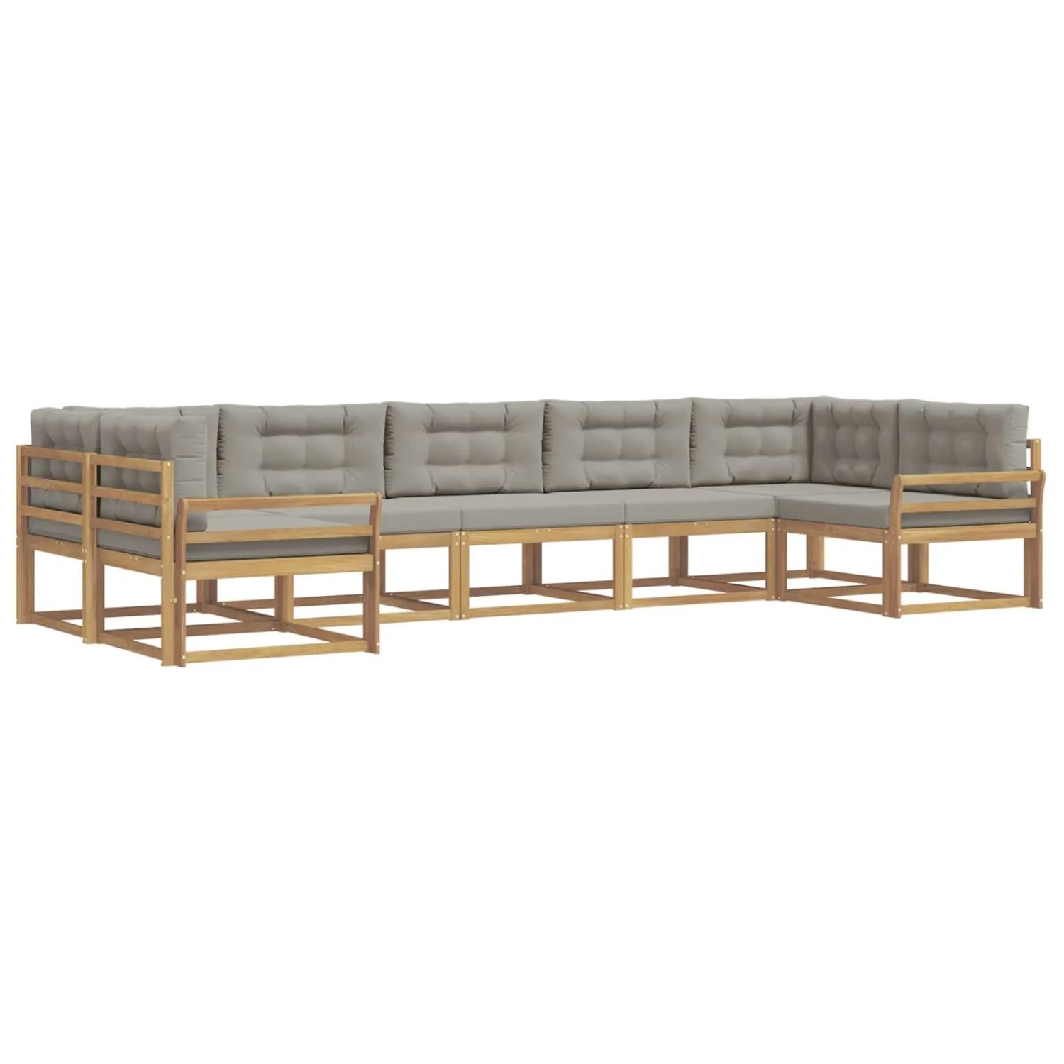 vidaXL Outdoor-Sofagarnitur mit Kissen 7 Stk Weiß und Hellgrau 3386970