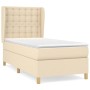 Cremefarbenes vidaXL Boxspringbett 80x200 cm mit Stoffbezug und Matratze.