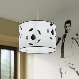 Sollux Lighting Hängeleuchte FootBall A 40, weiße Lampe mit Fußballmuster für Kinderzimmer.