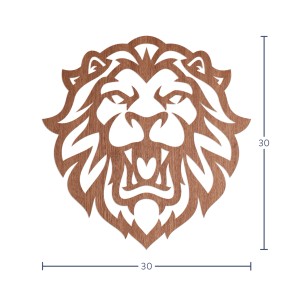 Wanddeko Löwe aus Holz (Mahagoni-Furnier, 30x30cm) für Wohn- und Kinderzimmer.