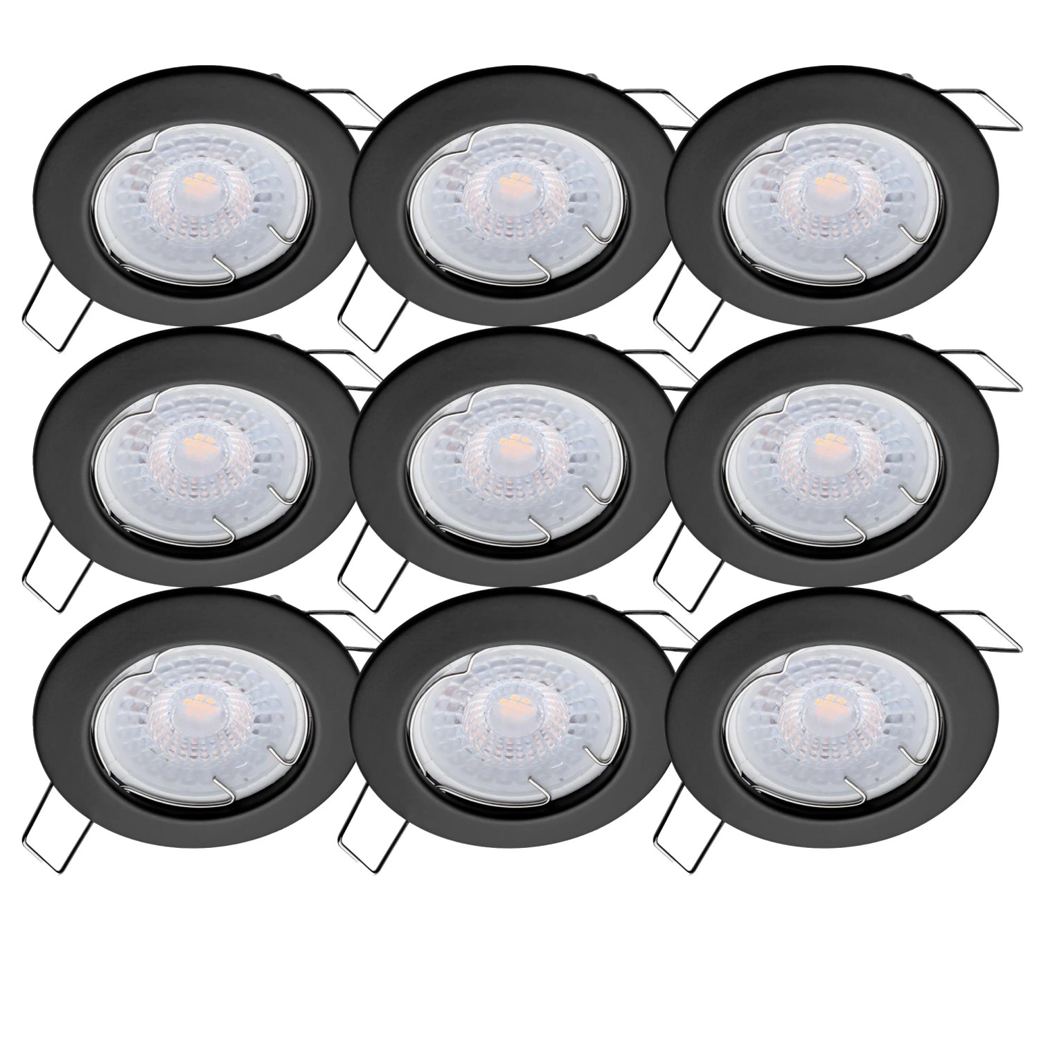 Oktaplex 9er Set Einbauspot Sedan inkl. LED-Module Warmweiß 3000K 1,9W 345lm Schwarz Deckenstrahler