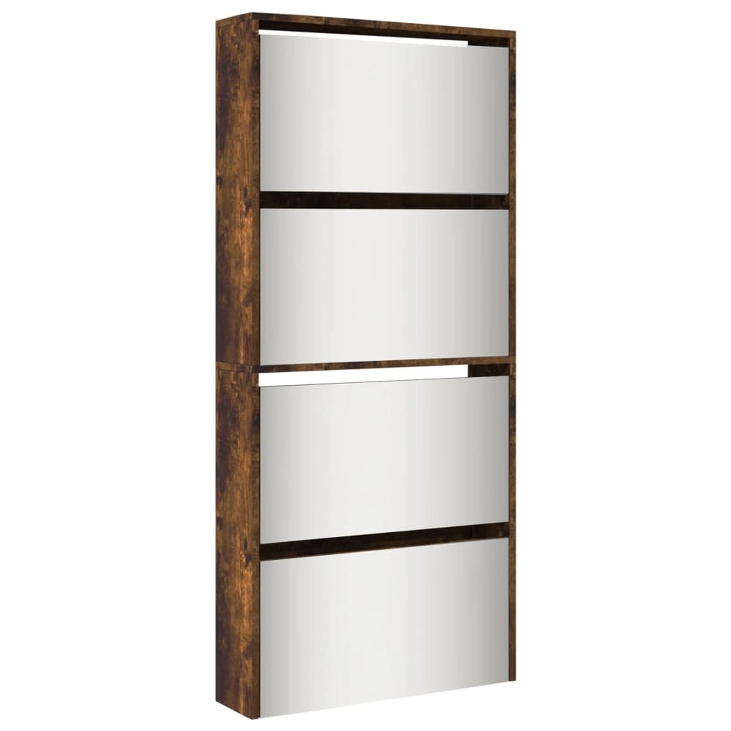 vidaXL Schuhschrank mit Spiegel 4 Fächer Räuchereiche 63x17x134 cm 3228277 günstig online kaufen