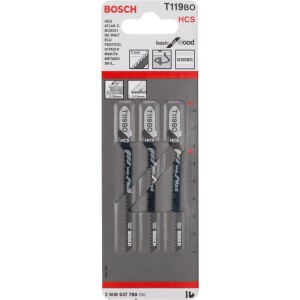 Bosch Stichsägeblatt T 119 BO, 3er-Pack für Kurvenschnitte in Holz.